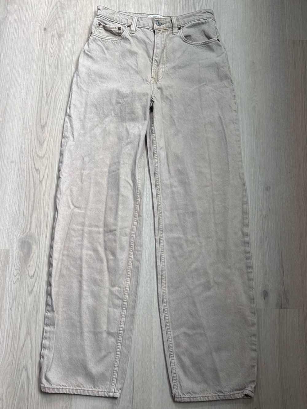 Abercrombie & Fitch Light Beige Wide-Leg Jeans
